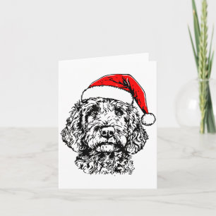 Cute Merry Christmas Goldendoodle Santa Christmas  Card
