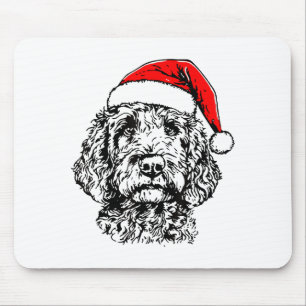 Cute Merry Christmas Goldendoodle Santa Christmas Mouse Pad