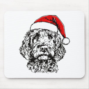Cute Merry Christmas Goldendoodle Santa Christmas Mouse Pad