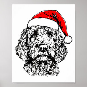 Cute Merry Christmas Goldendoodle Santa Christmas  Poster