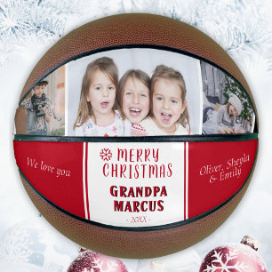 Cute Merry Christmas Grandpa 3 Photo Collage Basketball