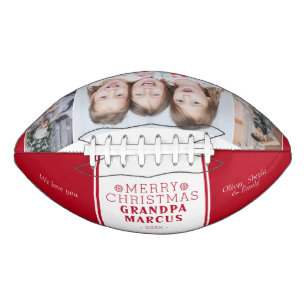 Cute Merry Christmas Grandpa Red 3 Photo Collage Football