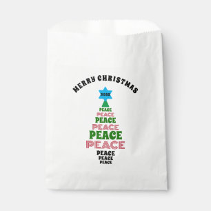 Cute Merry Christmas Green and Red Peace Tree Favour Bag