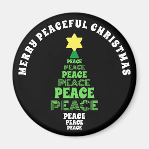 Cute Merry Christmas Green Peace Tree Magnet