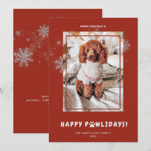 Cute Merry Christmas Happy PAWlidays Pet Photo Ho Holiday Card