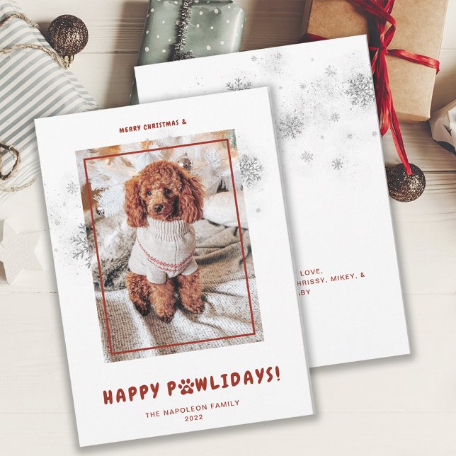 Cute Merry Christmas Happy PAWlidays Pet Photo Holiday Card (Creator Uploaded)