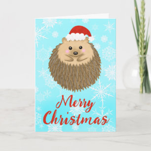 Cute Merry Christmas Hedgehog Holiday Card