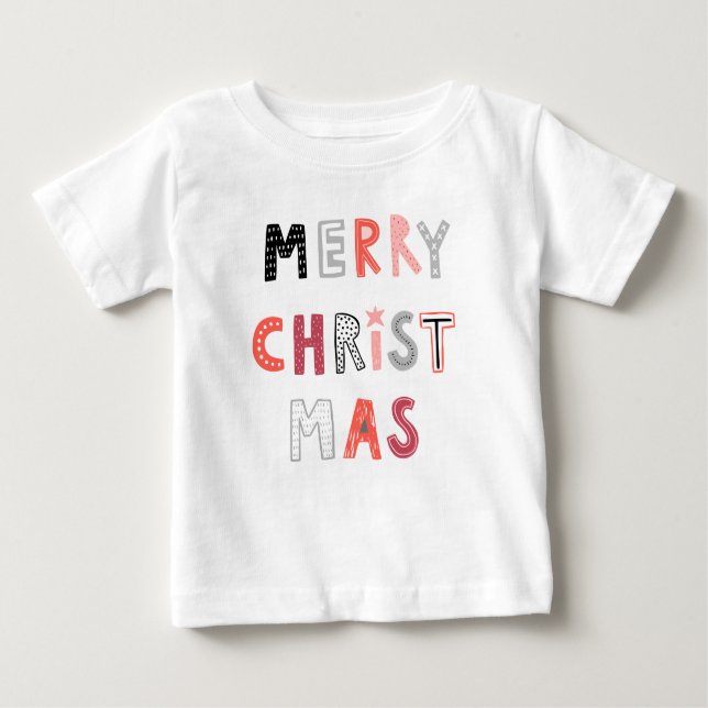 Cute Merry Christmas holiday tshirt for kids/baby (Front)