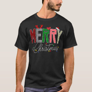 Cute Merry Christmas Leopard Buffalo Red Plaid For T-Shirt