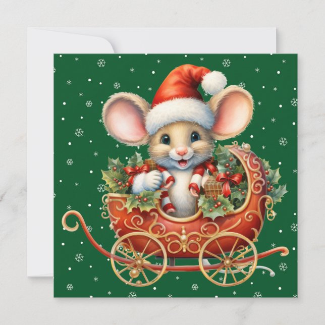 Cute Merry Christmas Mouse Card (Front)