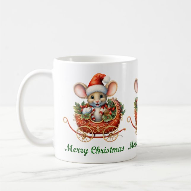 Cute Merry Christmas Mouse Mug (Left)