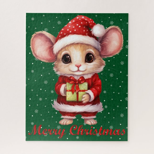 Cute Merry Christmas Mouse Puzzle (Vertical)