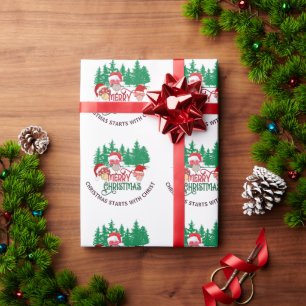 Cute MERRY CHRISTMAS MUSHROOM Christian Wrapping Paper