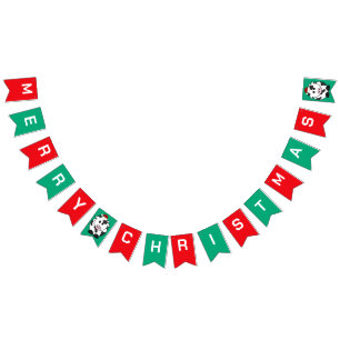 Cute merry Christmas OX Cow Xmas snow party Bunting