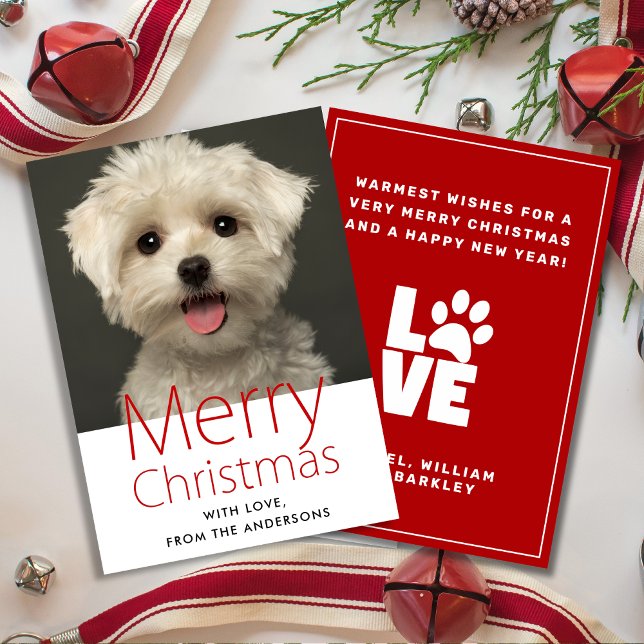 Cute Merry Christmas Pet Photo Holiday Card (Creator Uploaded)