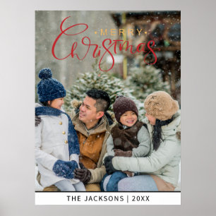 Cute Merry Christmas Photo  Poster