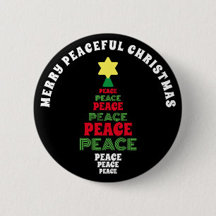 Cute Merry Christmas Red and Green Peace Tree 6 Cm Round Badge