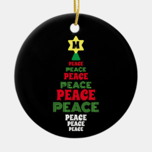 Cute Merry Christmas Red and Green Peace Tree Ceramic Ornament