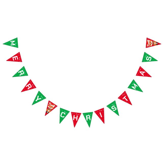 Cute merry Christmas Red Fox Santa Scarf holiday  Bunting (All)