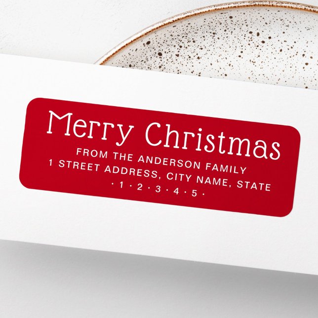 Cute Merry Christmas red return address Label (Cute Merry Christmas red return address Label)