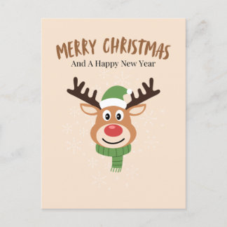 Cute Merry Christmas Reindeer Card