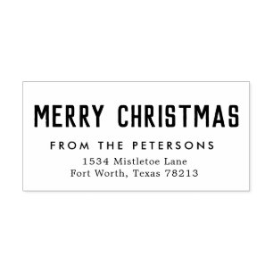 Cute Merry Christmas Return Address Stamp