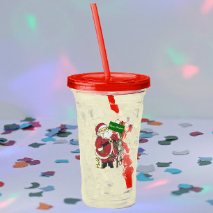Cute Merry Christmas Santa Animals Little Tree Acrylic Tumbler