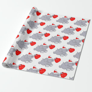 Cute 'Merry Christmas' Santa Elephant Wrapping Paper