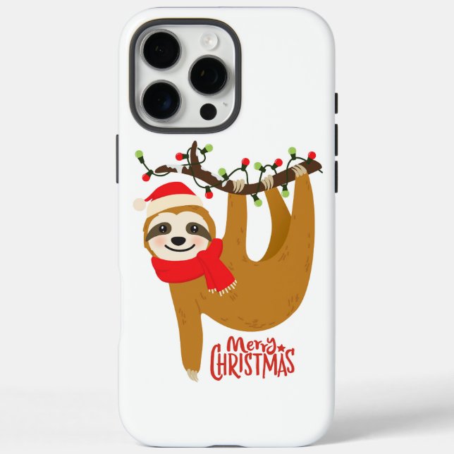 Cute Merry Christmas Santa Sloth Case-Mate iPhone Case (Back)