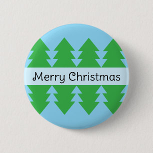 Cute Merry Christmas Simple Tree Design Blue 6 Cm Round Badge