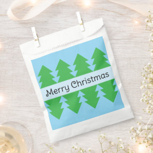 Cute Merry Christmas Simple Tree Design Blue Favour Bag