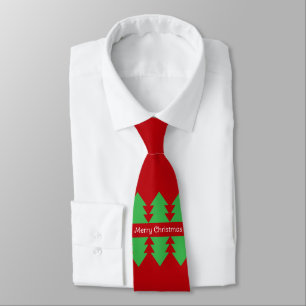 Cute Merry Christmas Simple Tree Design Red Tie