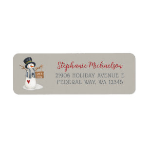 Cute Merry Christmas Snowman Let It Snow Return Address Label