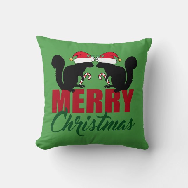 Cute Merry Christmas Squirrel Cushion (Front)