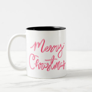 Cute Merry Christmas sticker typography, Two-Tone Coffee Mug