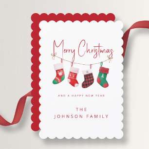 Cute Merry Christmas Stockings Holiday Card