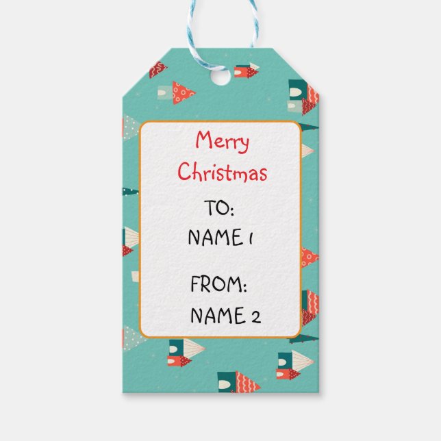Cute Merry Christmas town  Gift Tags (Front)