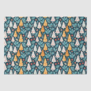 Cute Merry Christmas Trees Festive Tissue Paper
