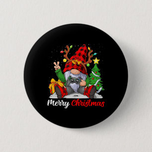 Cute Merry Christmas Xmas Gamer Gnome Video Game B 6 Cm Round Badge