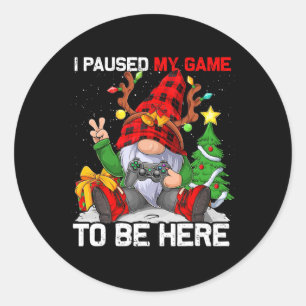 Cute Merry Christmas Xmas Gamer Gnome Video Game B Classic Round Sticker