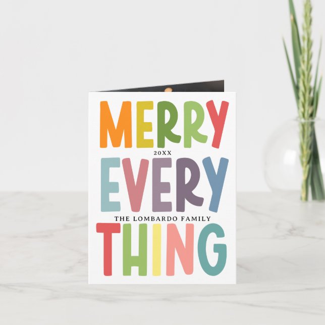 Cute Merry Everything Inclusive 2 photo Holiday Card (Front)