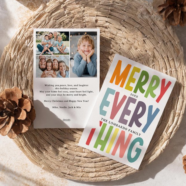 Cute Merry Everything Inclusive 2 photos collage Holiday Card (Creator Uploaded)