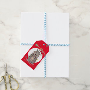 Cute merry Hippo christmas tree zoo safari Xmas Gift Tags