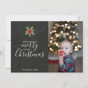 Cute Merry Little Christmas Holly Photo