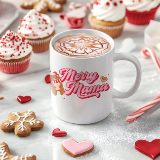 Cute Merry Mama Bear Holiday Season Coffee Mug