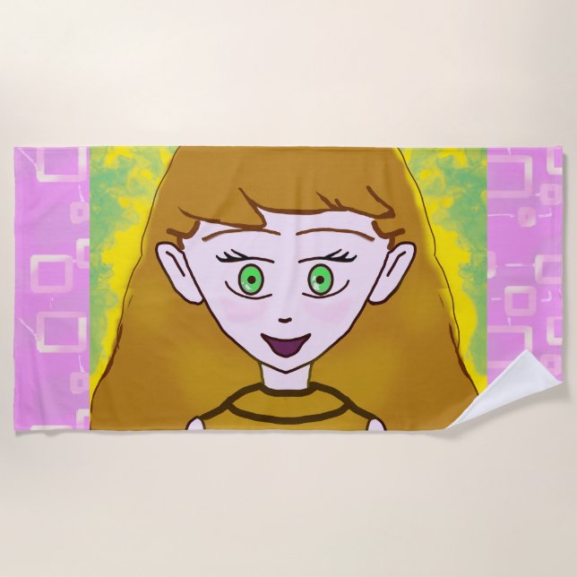 Cute Merry Pink Beach Towel  (Front)