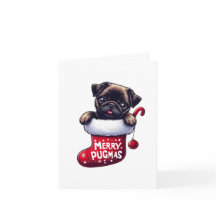 Cute "Merry Pugmas" Christmas Pug Card