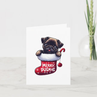 Cute "Merry Pugmas" Christmas Pug Card