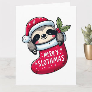 Cute "Merry Slothmas" Christmas Sloth Card