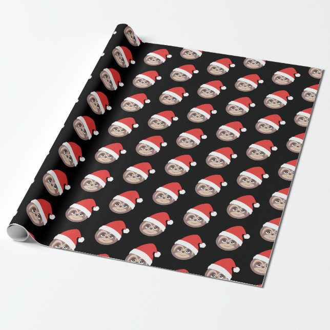 Cute Merry Slothmas Sloth Christmas Wrapping Paper (Unrolled)